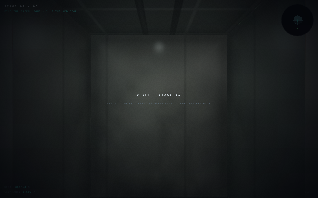 Drift — An entire world drawn by a single raymarching fragment shader. No software fallback.